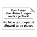 Geen fietsen (bromfietsen) mogen /.../ - No bicycles (mopeds) allowed to /.../