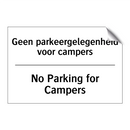 Geen parkeergelegenheid voor campers/.../ - No Parking for Campers