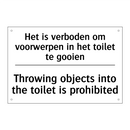 Het is verboden om voorwerpen /.../ - Throwing objects into the toilet /.../