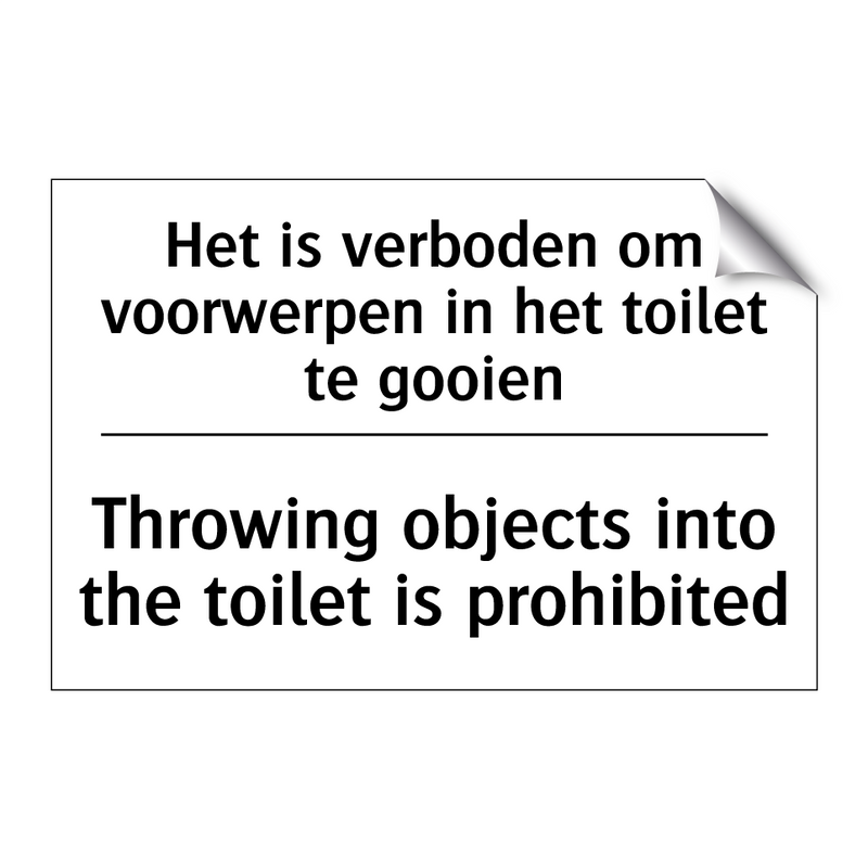 Het is verboden om voorwerpen /.../ - Throwing objects into the toilet /.../
