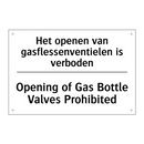 Het openen van gasflessenventielen /.../ - Opening of Gas Bottle Valves Prohibited/.../