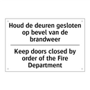 Houd de deuren gesloten op bevel /.../ - Keep doors closed by order of /.../