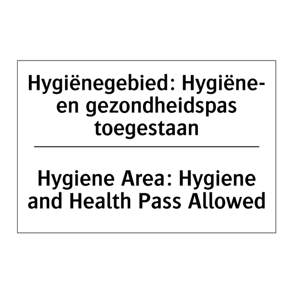 Hygiënegebied: Hygiëne- en gezondheidspas /.../ - Hygiene Area: Hygiene and Health /.../