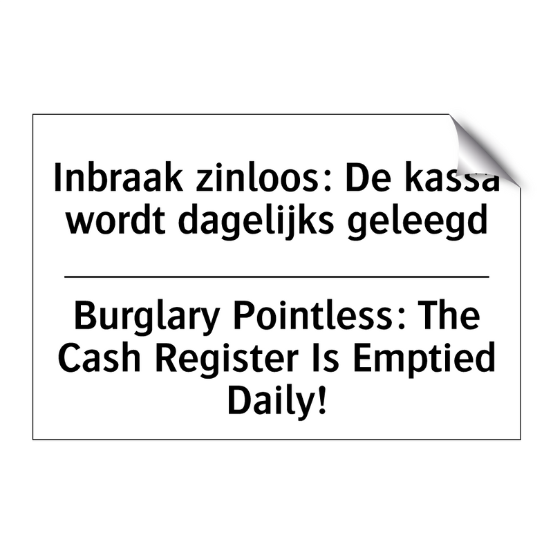 Inbraak zinloos: De kassa wordt /.../ - Burglary Pointless: The Cash Register /.../