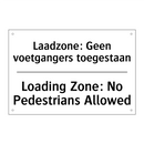 Laadzone: Geen voetgangers toegestaan/.../ - Loading Zone: No Pedestrians Allowed/.../
