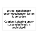 Let op! Rondhangen onder opgehangen /.../ - Caution! Loitering under suspended /.../