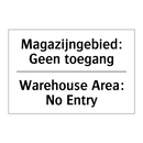 Magazijngebied: Geen toegang - Warehouse Area: No Entry