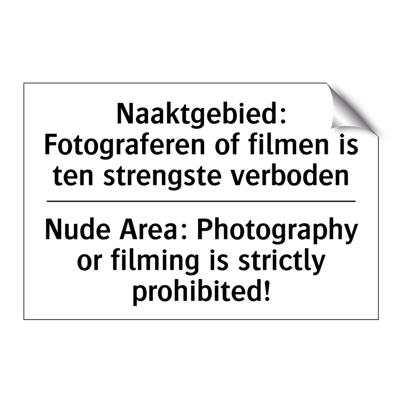 Naaktgebied: Fotograferen of filmen /.../ - Nude Area: Photography or filming /.../