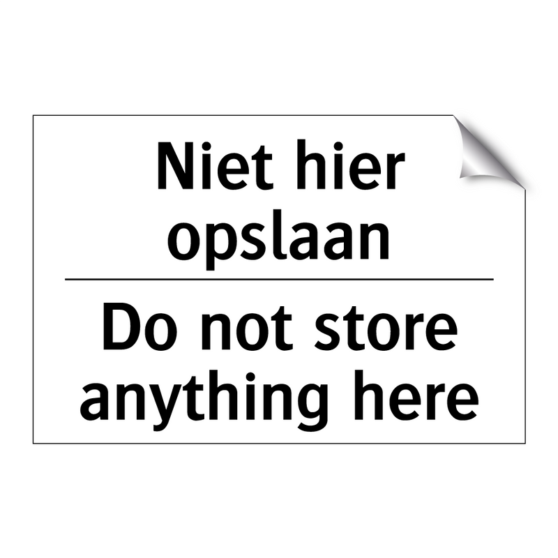 Niet hier opslaan - Do not store anything here