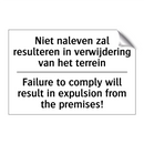 Niet naleven zal resulteren in /.../ - Failure to comply will result /.../