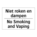 Niet roken en dampen - No Smoking and Vaping