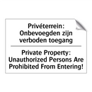 Privéterrein: Onbevoegden zijn /.../ - Private Property: Unauthorized /.../