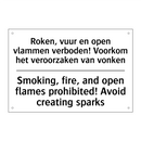 Roken, vuur en open vlammen verboden! /.../ - Smoking, fire, and open flames /.../