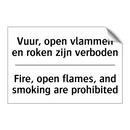 Vuur, open vlammen en roken zijn /.../ - Fire, open flames, and smoking /.../