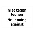 Niet tegen leunen - No leaning against