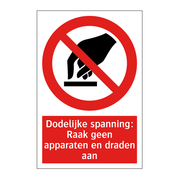 Dodelijke spanning: Raak geen apparaten en draden aan