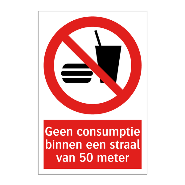 Geen consumptie binnen een straal van 50 meter