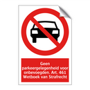 Geen parkeergelegenheid voor onbevoegden. Art. 461 Wetboek van Strafrecht