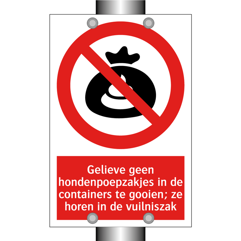 Gelieve geen hondenpoepzakjes in de containers te gooien; ze horen in de vuilniszak