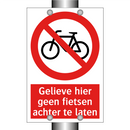 Gelieve hier geen fietsen achter te laten