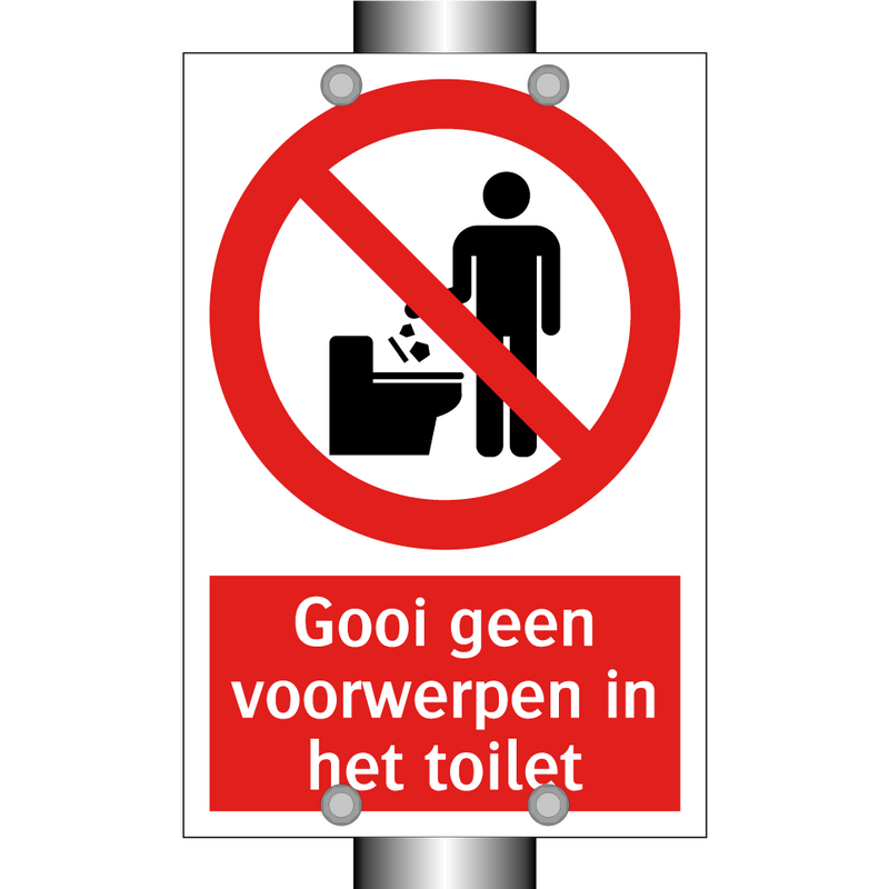 Gooi geen voorwerpen in het toilet