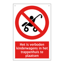 Het is verboden kinderwagens in het trappenhuis te plaatsen