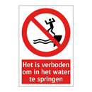Het is verboden om in het water te springen