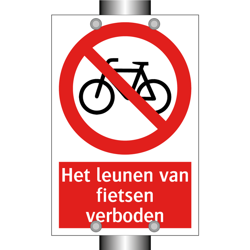 Het leunen van fietsen verboden
