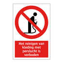 Het reinigen van kleding met perslucht is verboden