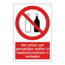 Het vullen van gevaarlijke stoffen in voedselcontainers is verboden