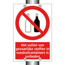 Het vullen van gevaarlijke stoffen in voedselcontainers is verboden