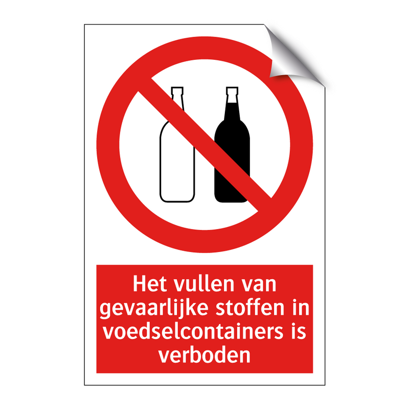 Het vullen van gevaarlijke stoffen in voedselcontainers is verboden