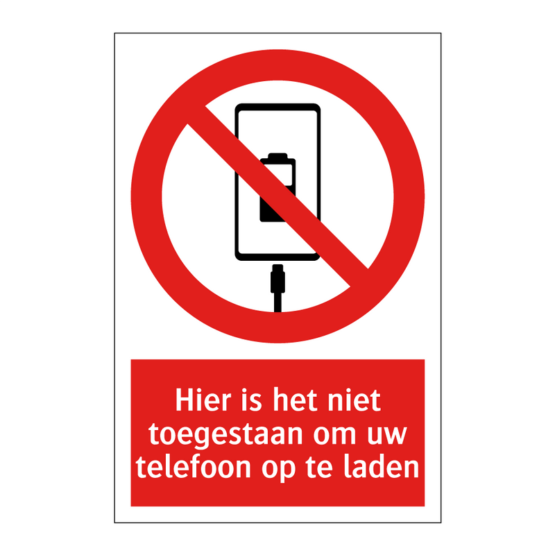 Hier is het niet toegestaan om uw telefoon op te laden
