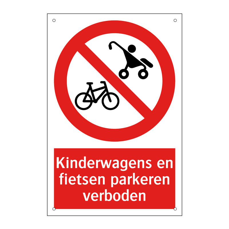 Kinderwagens en fietsen parkeren verboden