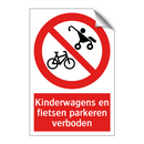 Kinderwagens en fietsen parkeren verboden
