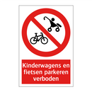 Kinderwagens en fietsen parkeren verboden