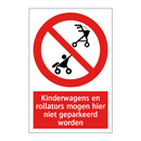 Kinderwagens en rollators mogen hier niet geparkeerd worden
