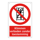 Klimmen verboden zonder toestemming