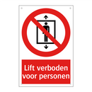 Lift verboden voor personen