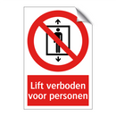 Lift verboden voor personen