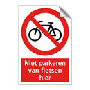 Niet parkeren van fietsen hier