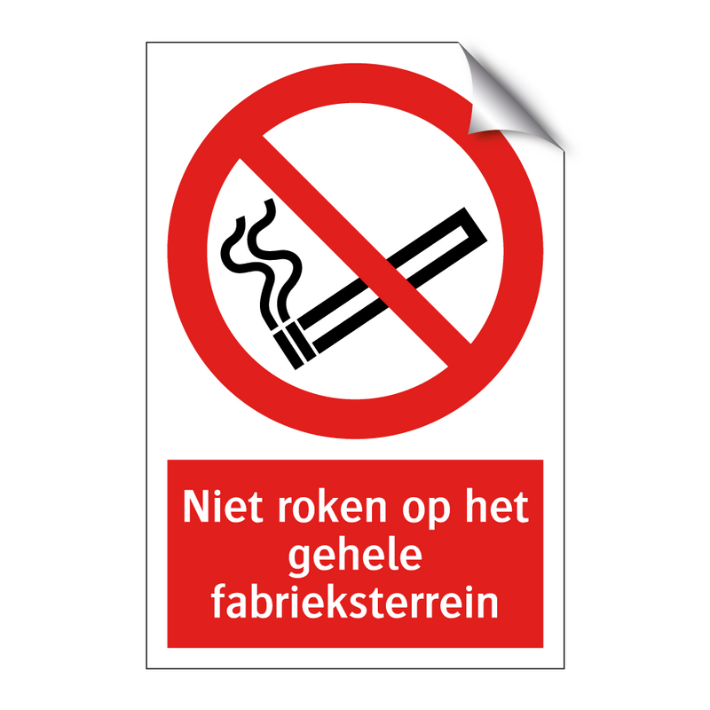 Niet roken op het gehele fabrieksterrein
