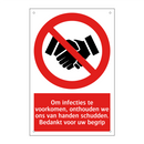 Om infecties te voorkomen, onthouden we ons van handen schudden. Bedankt voor uw begrip