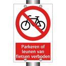 Parkeren of leunen van fietsen verboden