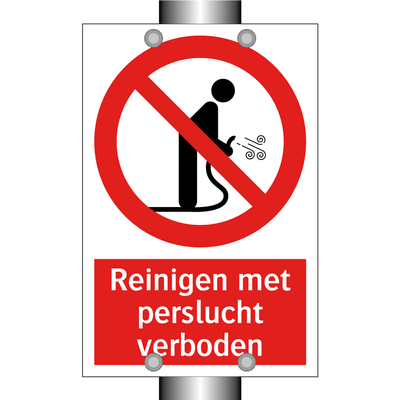 Reinigen met perslucht verboden