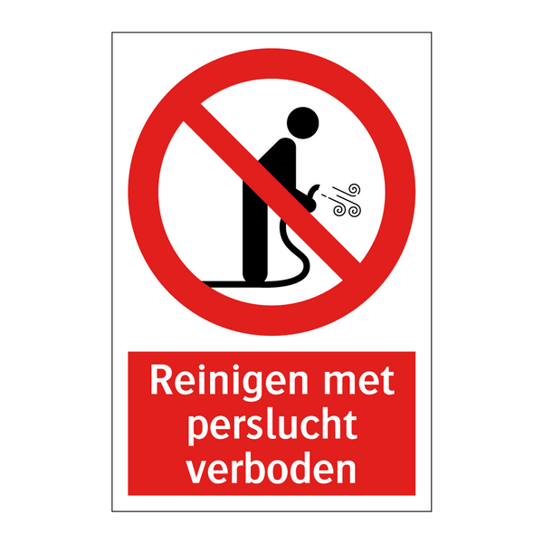 Reinigen met perslucht verboden