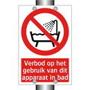 Verbod op het gebruik van dit apparaat in bad