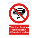 Verwijder helm en veiligheidslijn tijdens het spelen