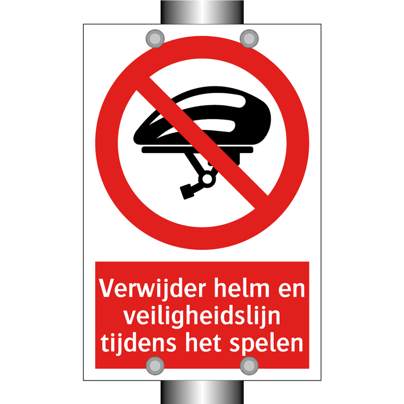 Verwijder helm en veiligheidslijn tijdens het spelen