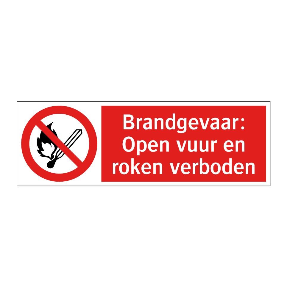 Koop Brandgevaar: Open vuur en roken verboden bord | SignOnline | NL-P4873